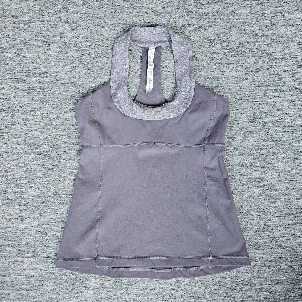 Lululemon Women’s Heathered Gray Racerback Tank Top Size 10 Stretch Breathable